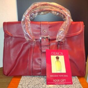 Over Night Bag or Brief Case. Genuine Burgundy Leather.